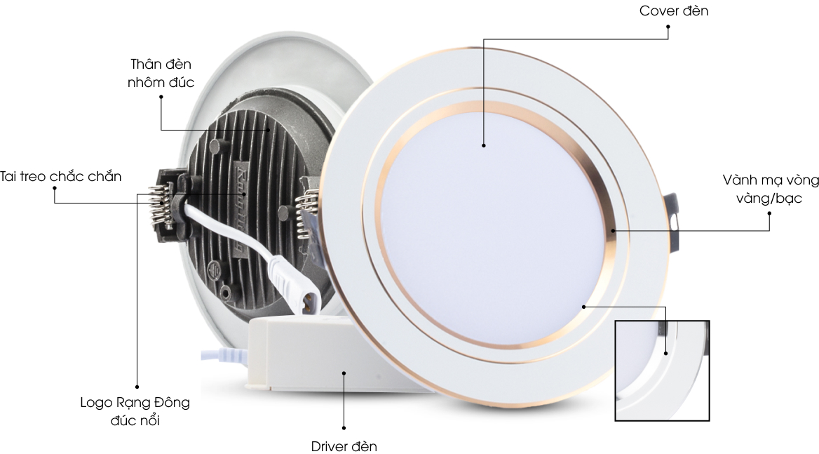 AT10V Đèn downlight Rạng Đông AT10 là giải pháp chiếu sáng LED âm trần hiện đại, thiết kế tinh tế với viền bạc/vàng sang trọng. Sản phẩm nổi bật nhờ công suất 10W, ánh sáng đa dạng (trắng, vàng, trung tính), tiết kiệm điện năng và tuổi thọ lên đến 30.000 giờ. Đây là lựa chọn lý tưởng cho phòng khách, văn phòng, khách sạn và các công trình cần ánh sáng bền đẹp, thân thiện môi trường.
