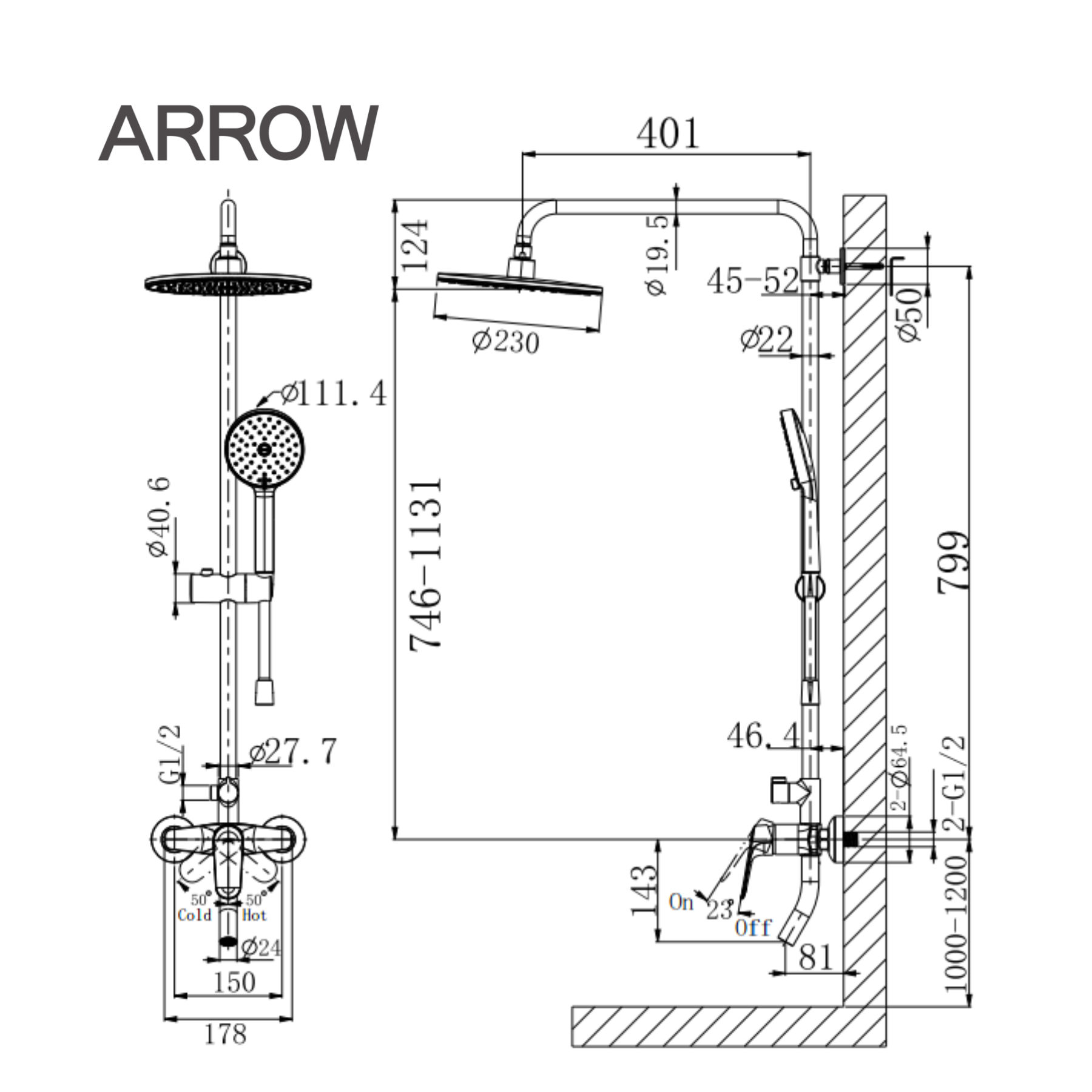 auto draft vòi sen cây nóng lạnh Arrow AF33156CP, sen cây nóng lạnh Arrow, vòi sen cây cao cấp Arrow, sen cây phòng tắm Arrow, vòi sen cây chính hãng Arrow, sen cây mạ chrome Arrow, thiết bị vệ sinh Arrow